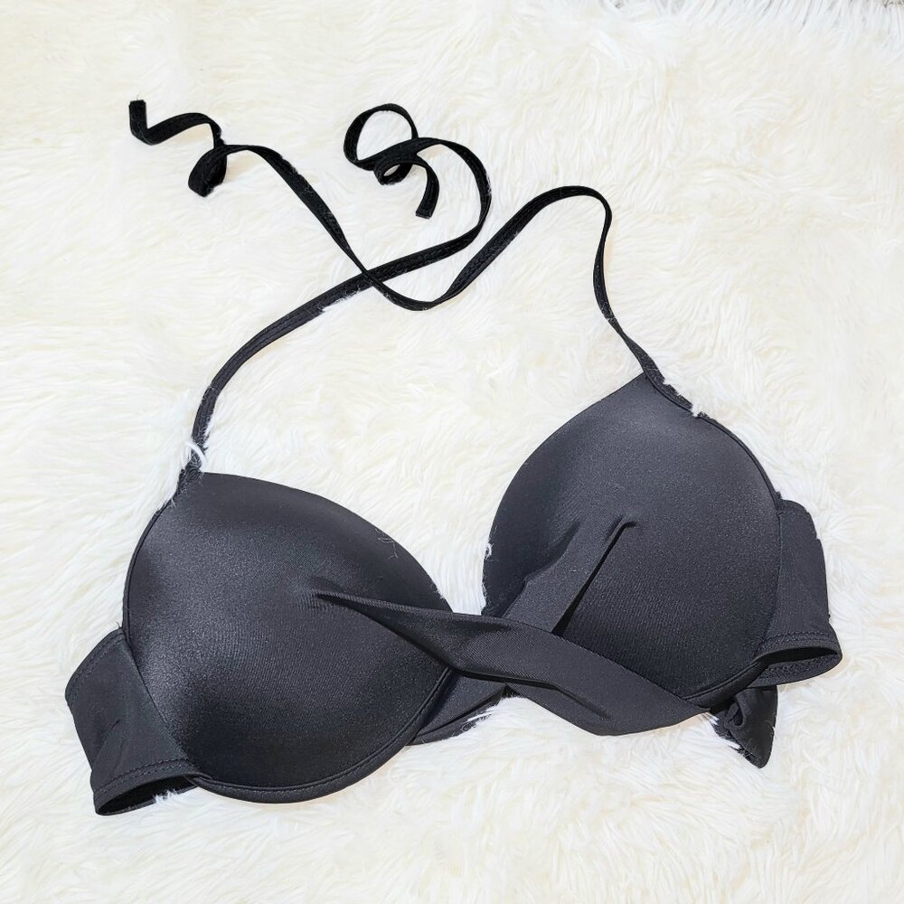 👙Solid Black Criss Cross Sexy Underwire Push-up Lined Cross over Bikini Top👙